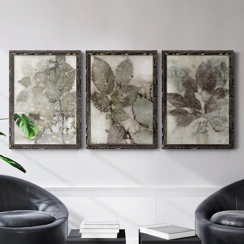 Birch Leaves I Painting Print on Canvas, Black, 37.5" H x 82.5" W x 0.75" D