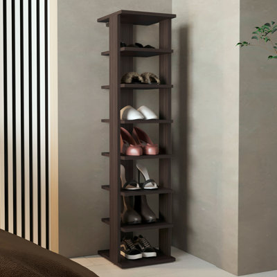 Étagère à chaussures, 7 tablettes, fabriquée en bois manufacturé robuste
