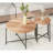 End Table 2-Piece Coffee And Set – Waterproof Mdf With Pvc Cover Distressed Cylindrical Design Black Metal Legs – Classic Rustic Charm Red Cedar-Brown.-724333850