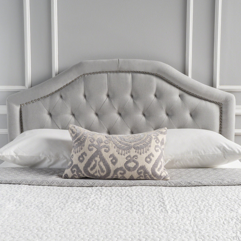 Tufted Upholstered Headboard Queen Size, Solid Wood Head Board With Durable Metal Legs, Adjustable Height Queen Headboard With Nailhead Trim In Bedroom