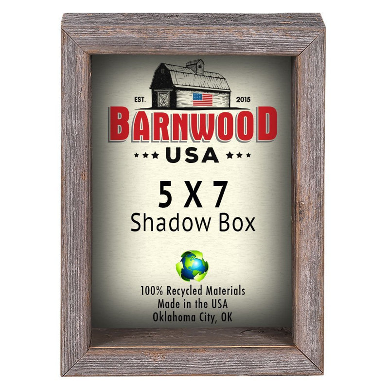 Laraine Weathered Gray Wood Matte Shadow Box Picture Frame, 5" x 7"