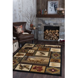 Tapis brun et beige de style Sud-Ouest