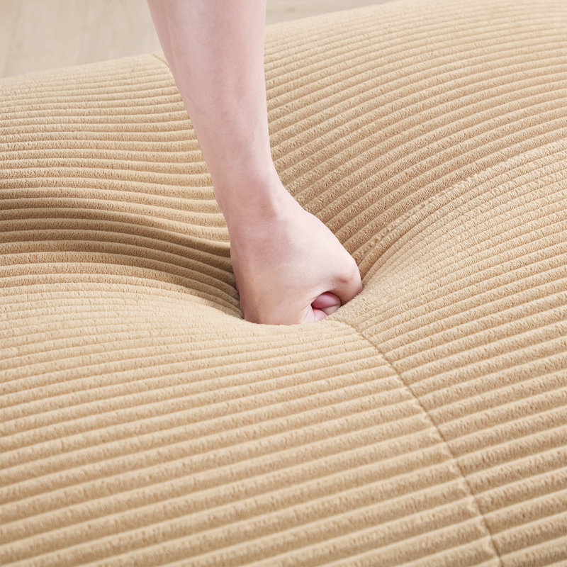 Canapé modulaire en velours côtelé modulaire à assise profonde Camel avec dossier incurvé pour le salon, Chameau