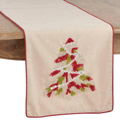 Jemison Christmas Tree Beaded Table Runner