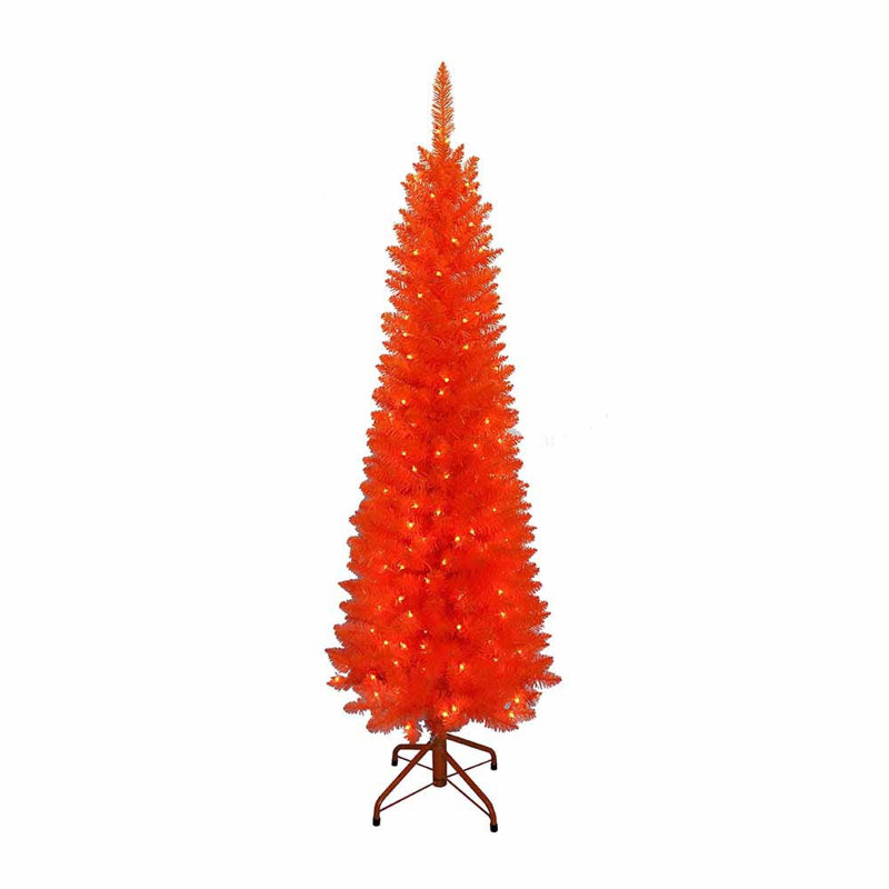 Arbre mince orange pré-éclairé Kurt Adler, 5'