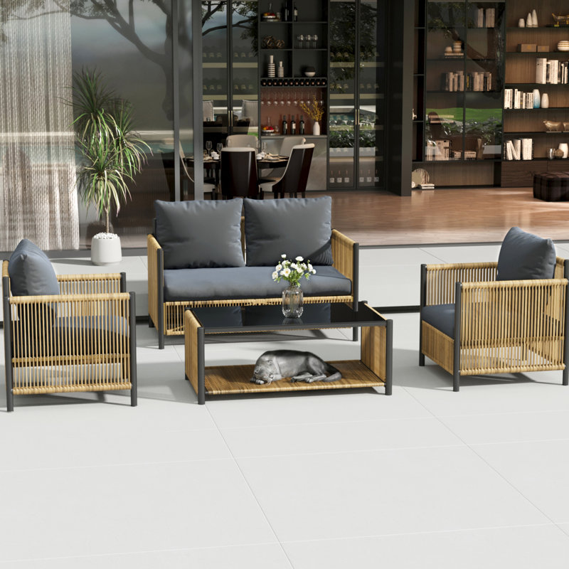 Patio moderne avec coussins gris Agness