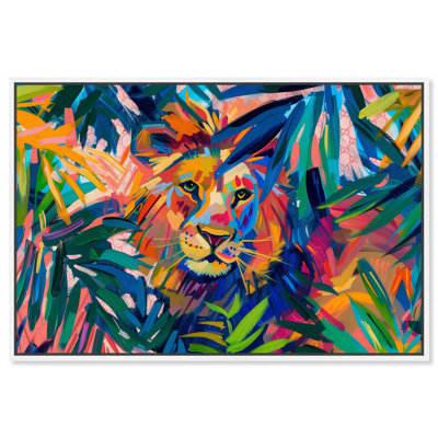 Art mural "Relaxing Lion Tropical Jungle" par Art Remedy