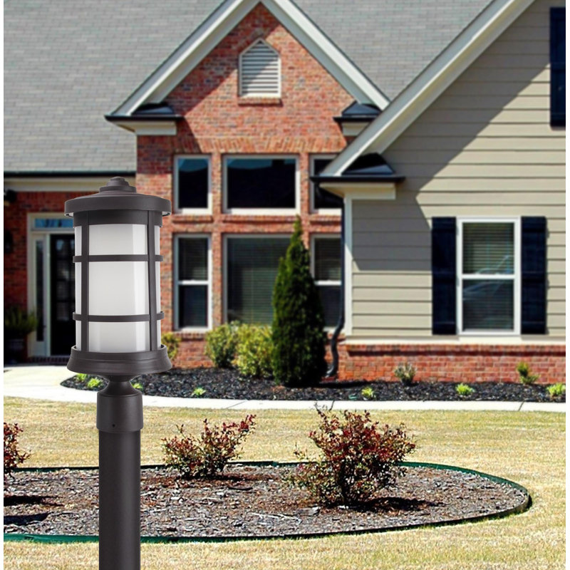 Artisan Cylinder Post Top Fixture with Frosted Acrylic Lens 3000K LED, Bronze, Bronze