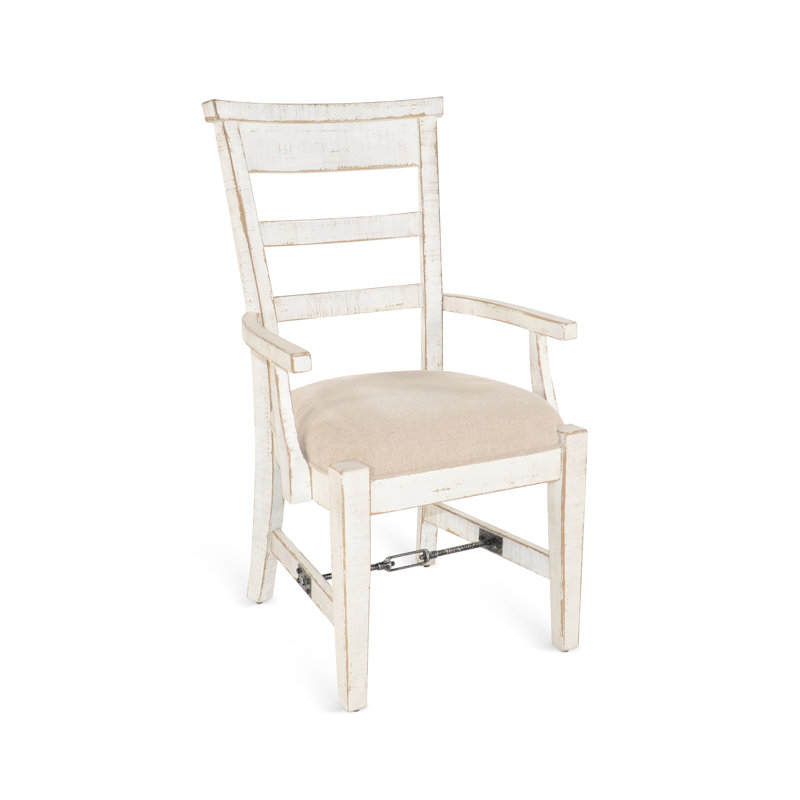 Chaise avec accoudoirs Chelo, Sable blanc, Blanc
