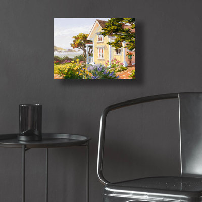 Art mural en verre épique «Victorian Seaside Haven» par Erin Dertner, 16 po x 12 po