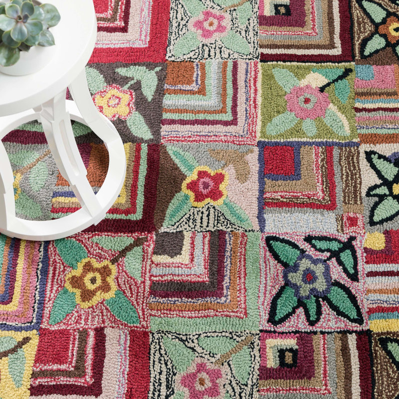 Gypsy Rose Hand Hooked Wool Rug, Rectangle 2' x 3'