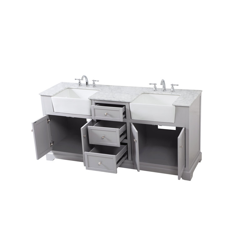 Meuble-lavabo double 72 po Pardue, Gris