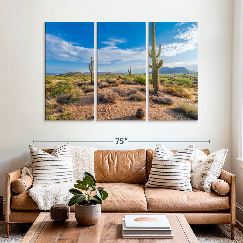 Paysage de cactus Alvord Saguaro, H 42 po x l 65 po
