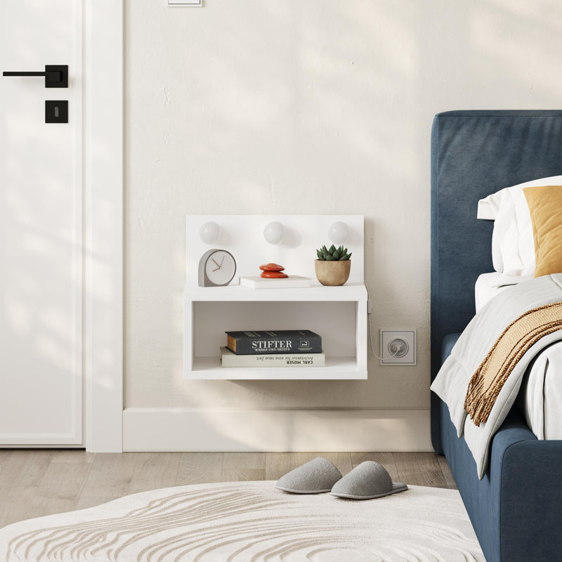 40cm W Manufactured Wood Bedside Table, White