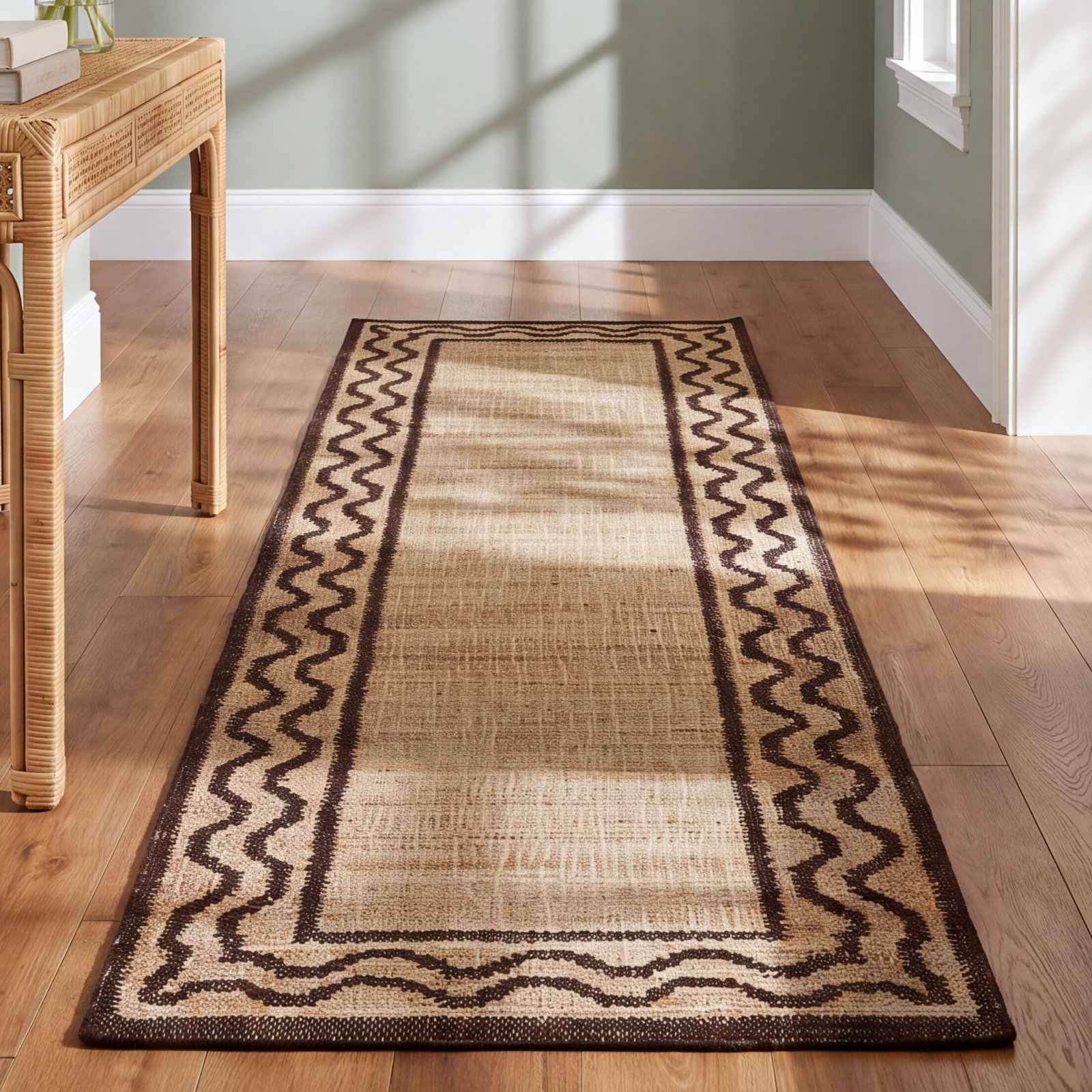 Orchard Brown Hand-Woven Oriental Jute Rug, Runner 2'3" x 8'