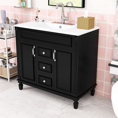 Ensemble de meuble-lavabo simple autoportant avec lavabo et rangement Elliesha