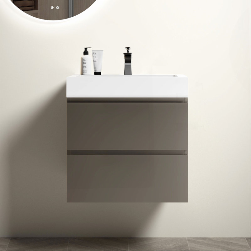 Meuble-lavabo gris 24 po avec lavabo Alice, Gris, 24''