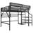 Queen Size Loft Bed with Stairs, Wardrobe & Storage, Metal High Loft Bed with Light, Kids, Teens & Adults, Black-226400063