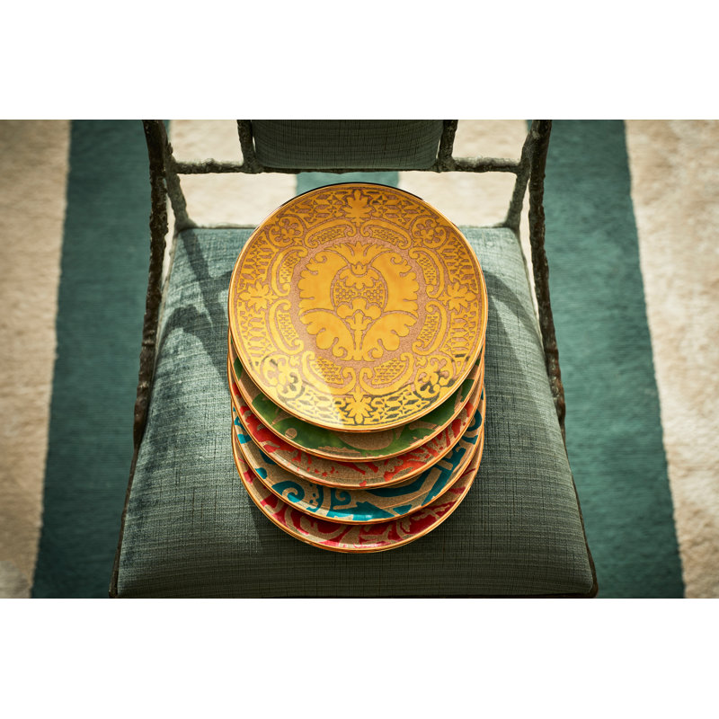 Fortuny Uccelli Dessert Plate - (Red) - Set of 4