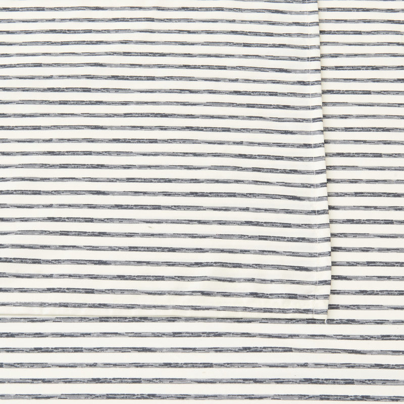 Queen Size Dark Grey Striped Microfiber Sheet Set