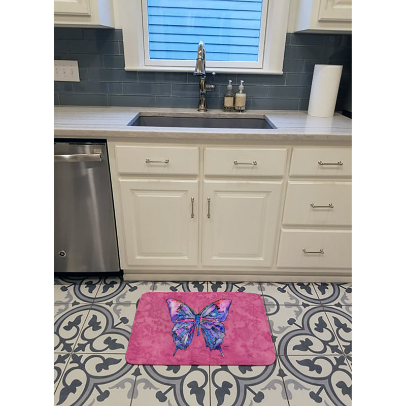 Tapis de bain en mousse à mémoire papillon, Rose