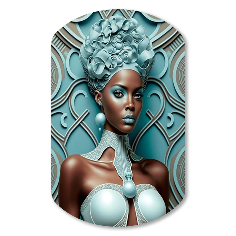 Superbe reine africaine en couleurs rétro I - femme afro-américaine en forme de cylindre asymétrique, H 31 po x l 19 po