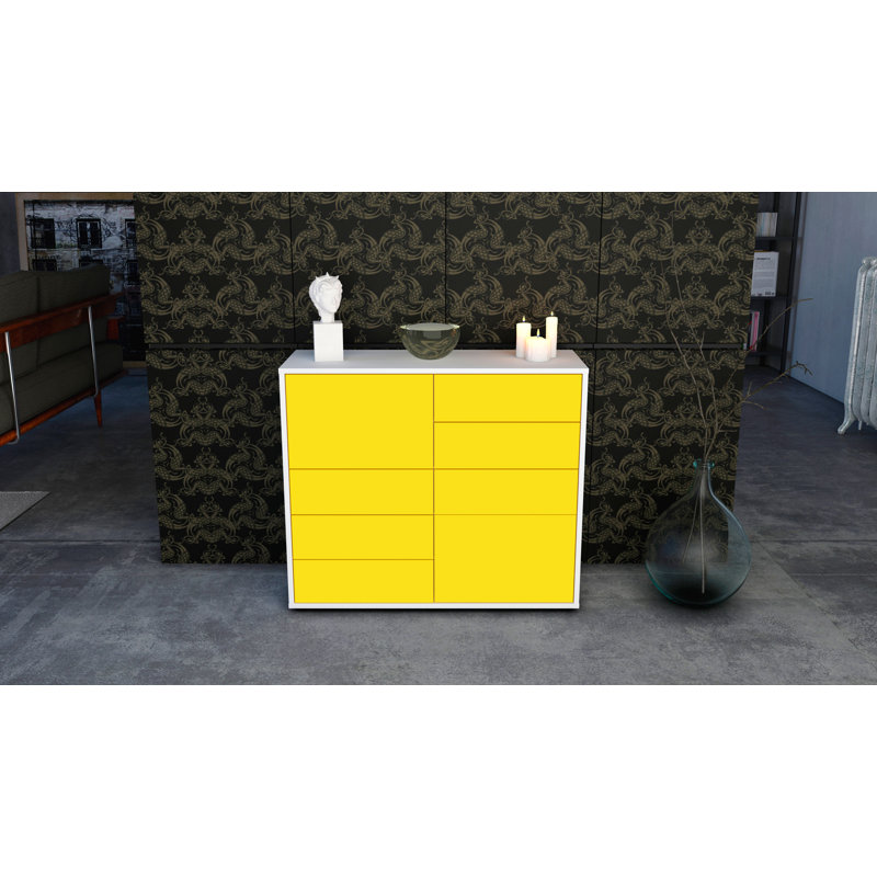 Reaon 92cm Sideboard, White/Yellow
