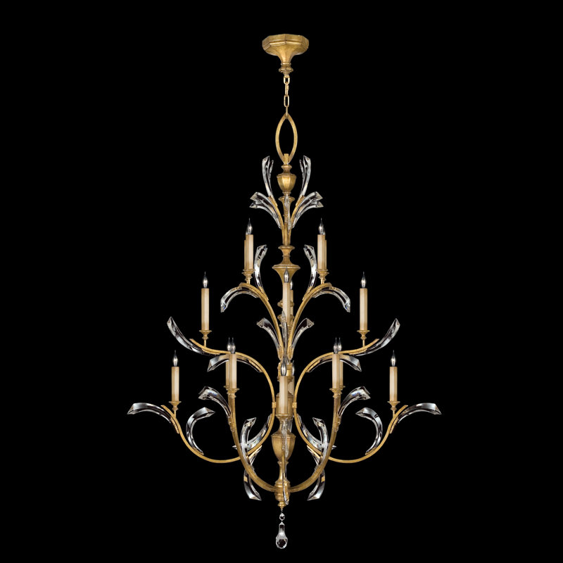 Beveled Arcs 16 - Light Chandelier, Gold