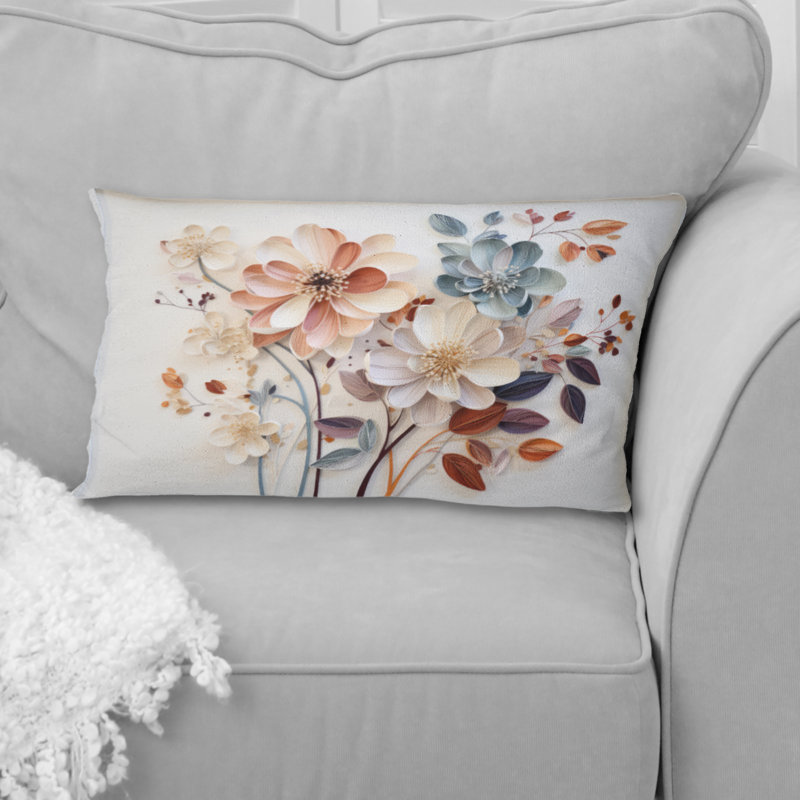 Coussin White Botanical Collage - Abstract Botanicals, H 12 po x l 20 po, Rectangulaire