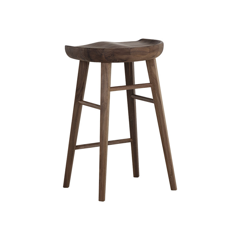 Dominic Upholstered Stool, Counter Stool (26.5" Seat Height), Walnut