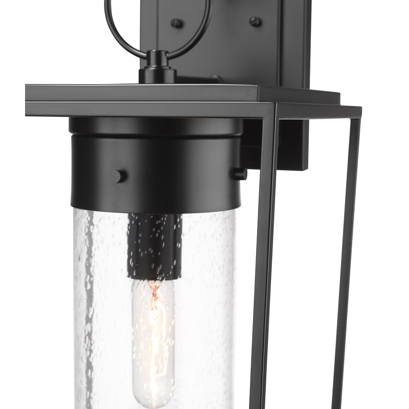 Lanterne murale d'extérieur en verre grainé noir Jadine, H 24 po x l 10 po x P 11 po