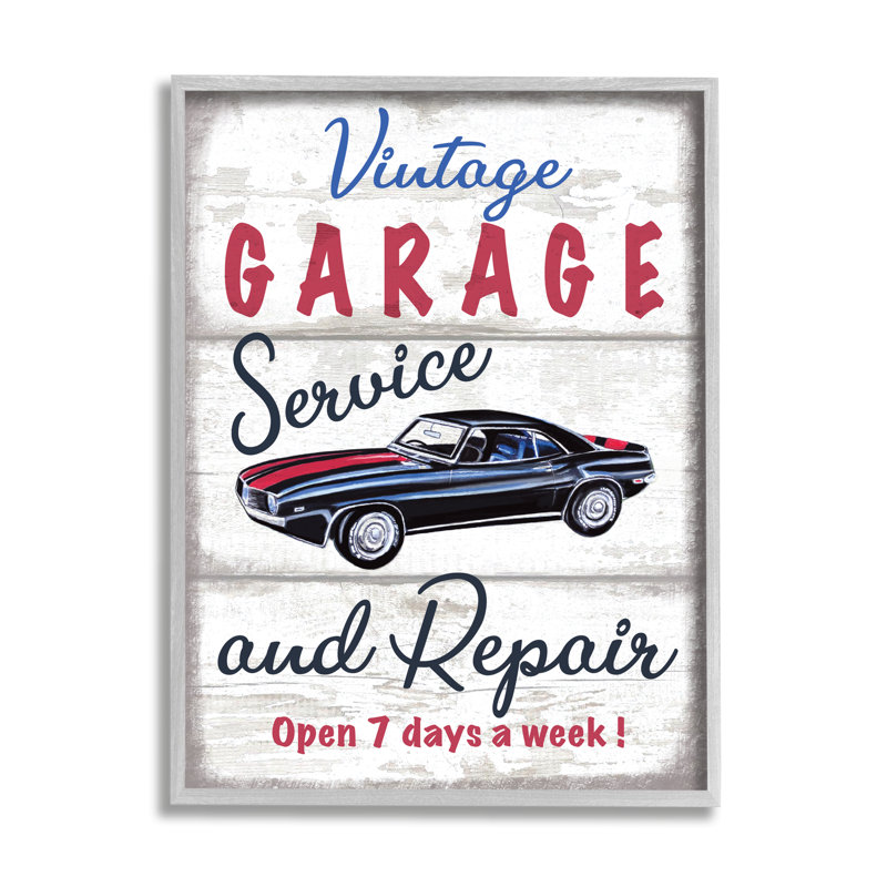 «Vintage Garage Service» par Elizabeth Tyndall - Art textuel, Estampe numérique Farmhouse, H 14 po x l 11 po