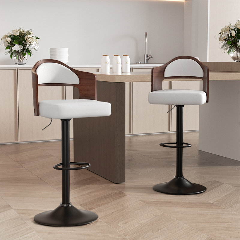 Ensemble de 2 tabourets pivotants modernes réglables, Blanc