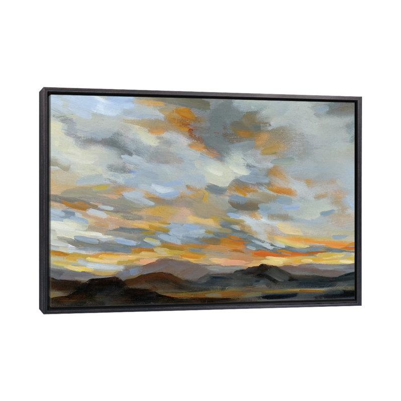 «High Desert Sky I» par Silvia Vassileva - reproduction imprimée, H 40 po x l 60 po x P 1,5 po, Toile avec cadre noir patiné