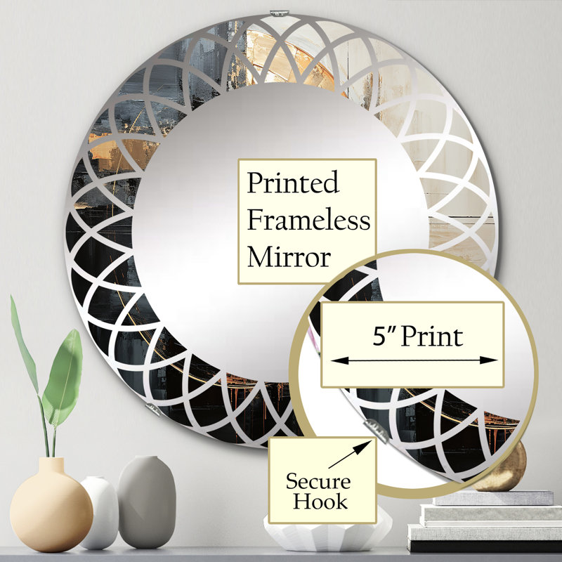 Colfontaine - Miroir mural moderne rond, 24 po x 24 po