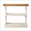 Console 35,5 po x 14 po x 32 po en bois vieilli blanc et naturel, console de style champêtre
