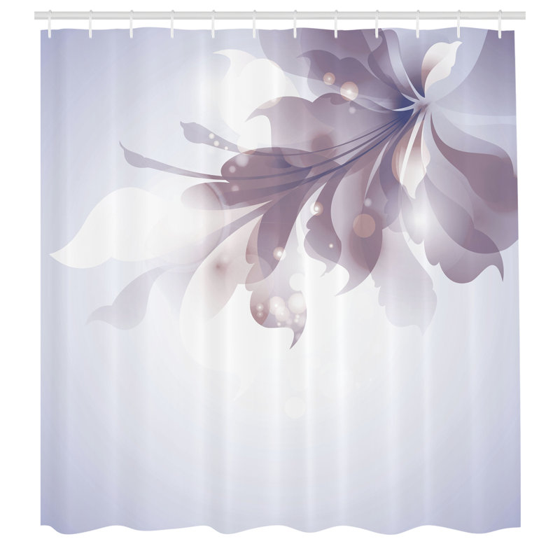  Rideau de douche simple bleu à fleurs ombrées, H 69 po x l 70 po, Bleu lavande
