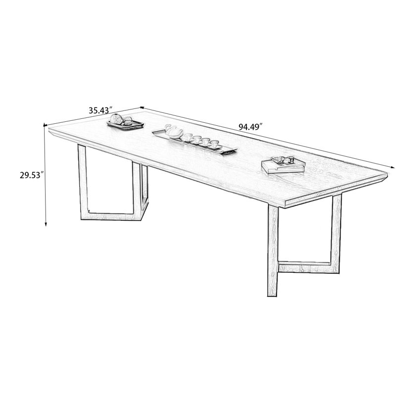 Black Rectangular Solid Wood Dining Table, 29.53"H x 94.49"L x 35.43"W