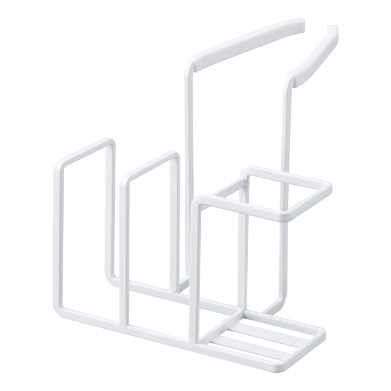 White Steel Faucet-Hanging Sponge and Brush Holder