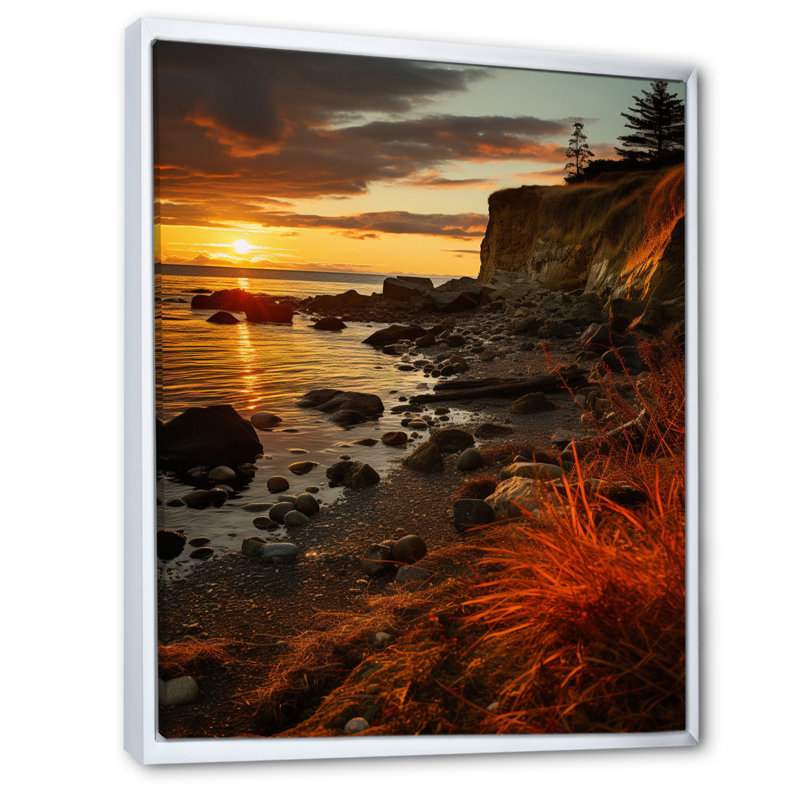 Norson Vibrant Costal Clift sur toile, H 40 po x l 30 po x P 1,5 po, Cadre flottant blanc