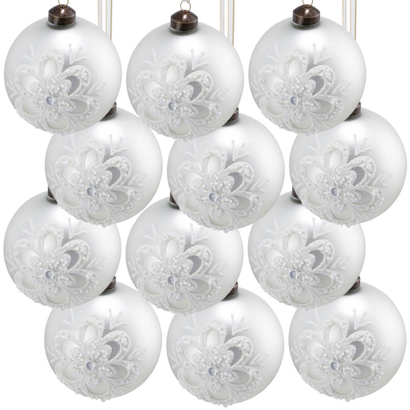 D3 ", boules de Noël décoratives, boules de Noël suspendues en verre pour décorations de fêtes, lot de 12
