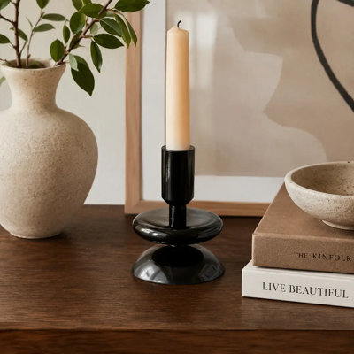 Candle Holder Black Aluminum Candle Stand 5"