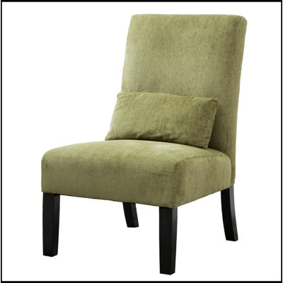 Pisano Contemporary Chenille Fabric Armless Accent Chair with Pillow