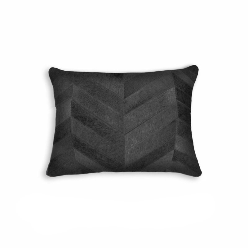 12" x 20" Chevron Cowhide Throw Pillow, Black Natural Chevron