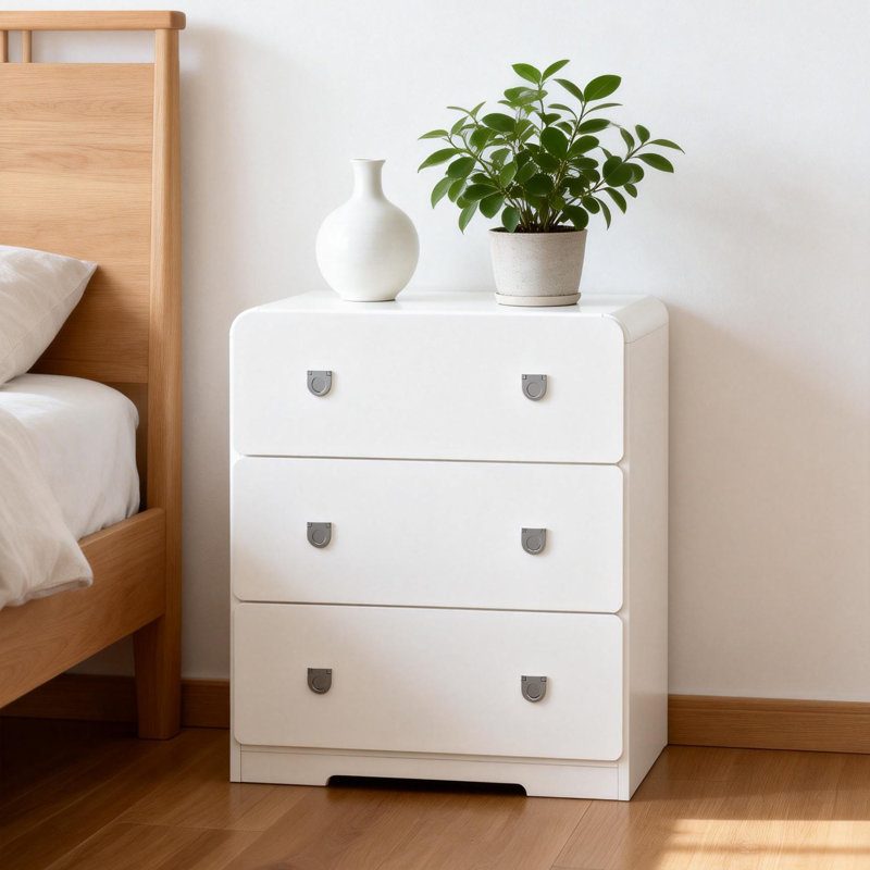 Painted 3-Drawer Nightstand For Bedroom, White