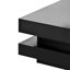 Table basse carrée ultra brillante à 2 niveaux avec lumières DEL pour le salon, 31,5 po x 31,5 po x 14,2 po, noir | Idée de cadeau
