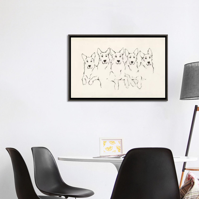 Snuggle Squad II par Ethan Harper - reproduction d'art, H 26 po x l 40 po x 1,5 po, Toile avec cadre gris, Pas de tapis