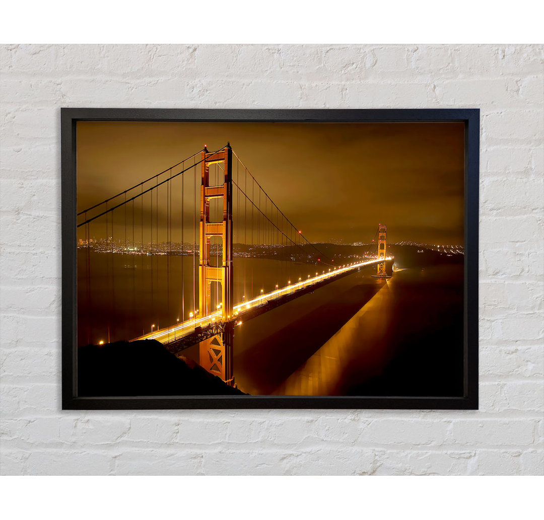 San Francisco Bridge Golden Mist - Einzelner Bilderrahmen Kunstdrucke auf Leinwand