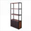 Bibliothèque, bois d'ingénierie rustique, brun noyer Noir sable, tablettes ouvertes et armoire fermée | Noyer brun | Bois d'ingénierie