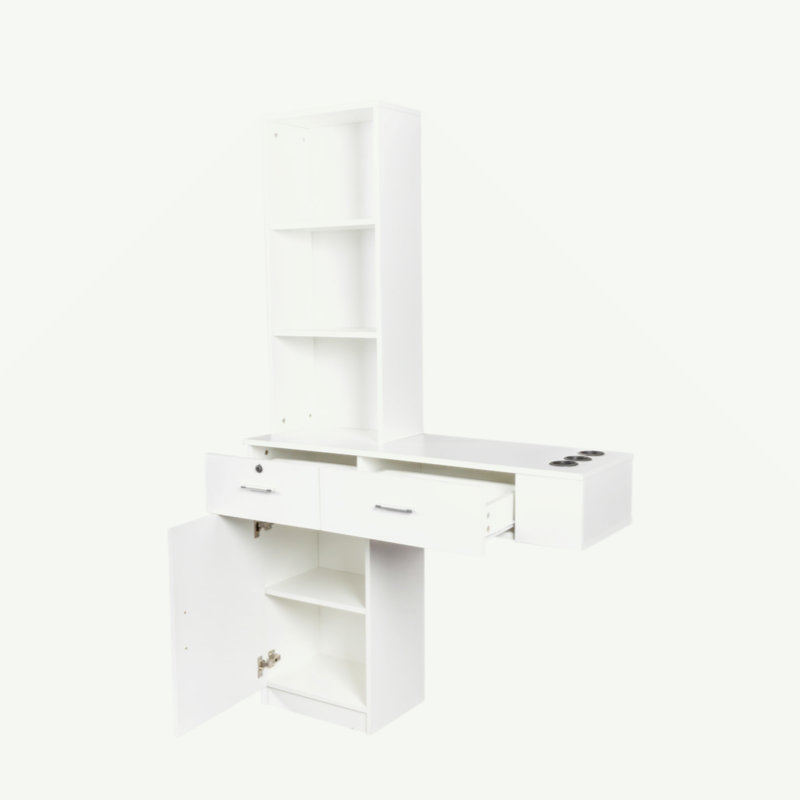 Bureau à cheveux blanc moderne et simple, rangement multicouche, grand espace de rangement